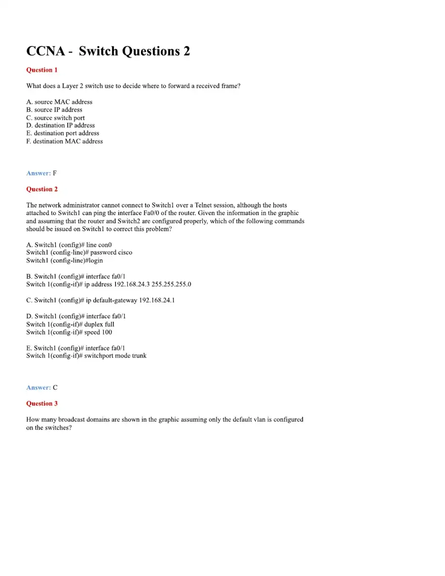 CCNA Basic Questions, page 29
