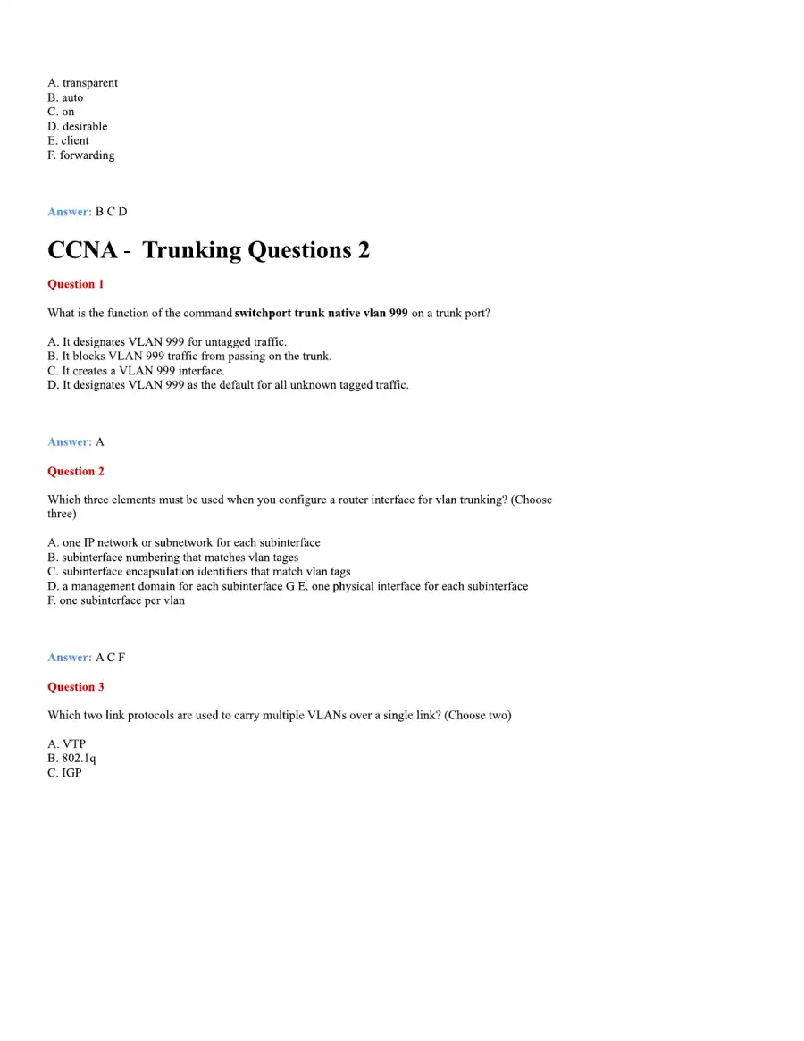 CCNA Basic Questions, page 43