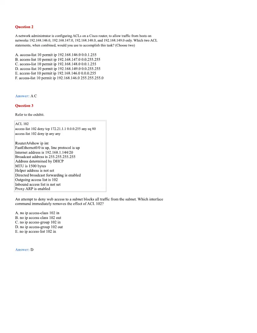 CCNA Basic Questions, page 71