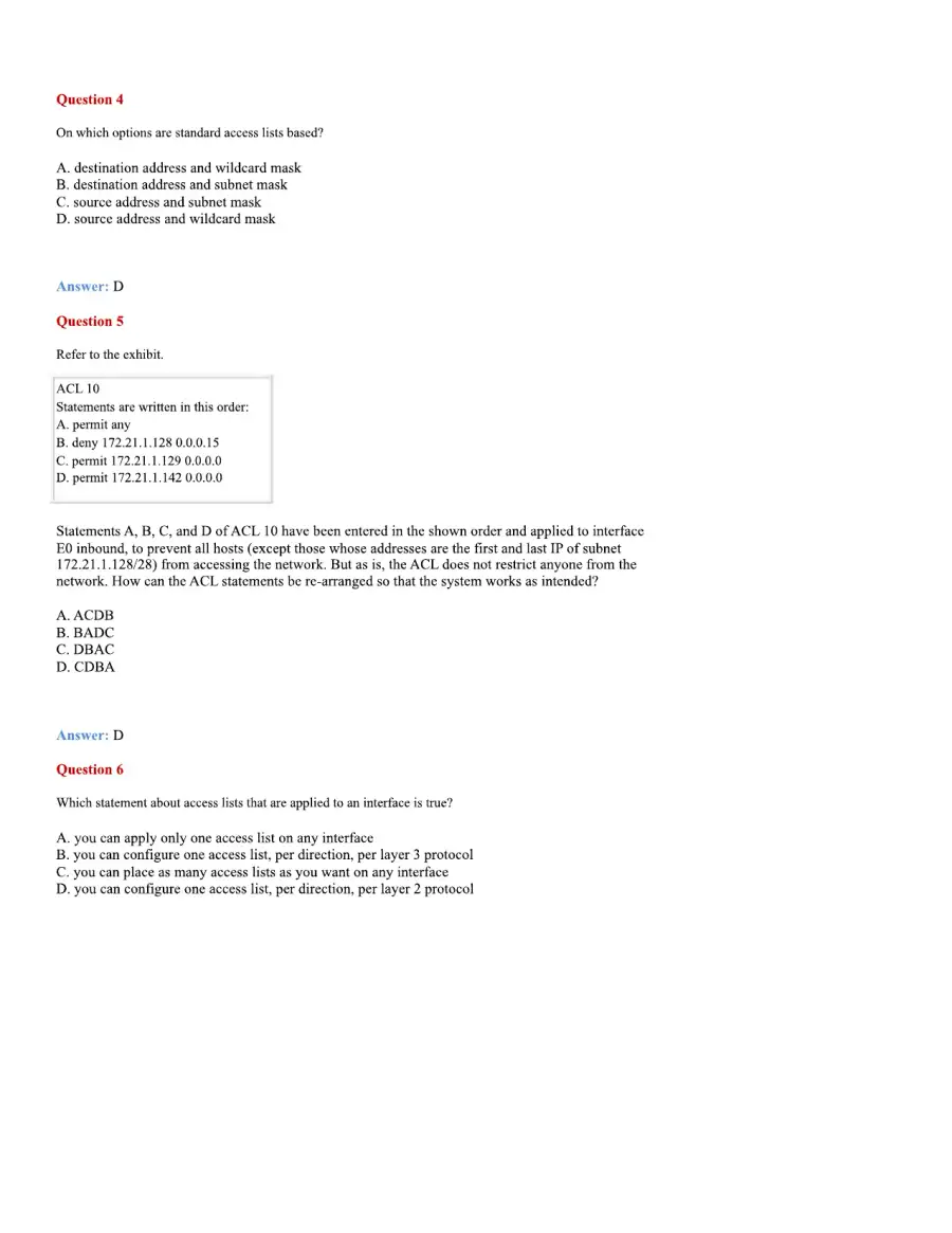 CCNA Basic Questions, page 72