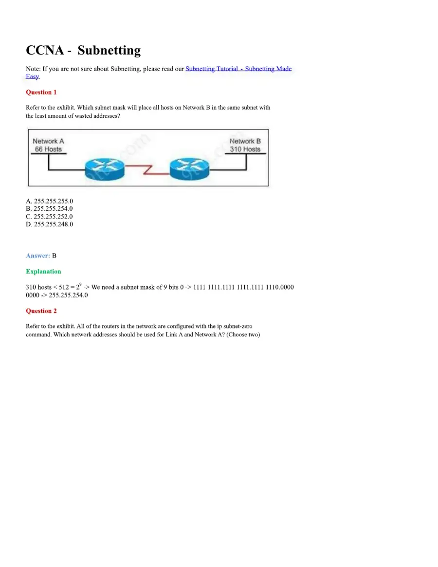 CCNA Basic Questions, page 74