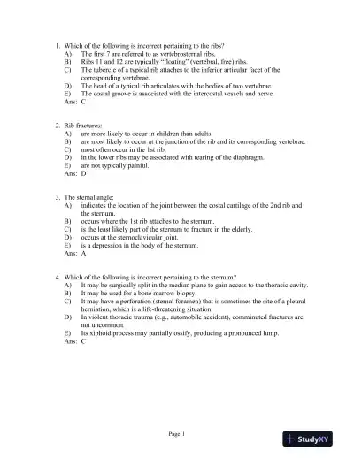 Clinically Oriented Anatomy 7th Edition Test Bank - Page 1 preview image