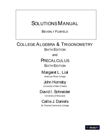 Solution Manual for Precalculus, 6th Edition - Page 1 preview image