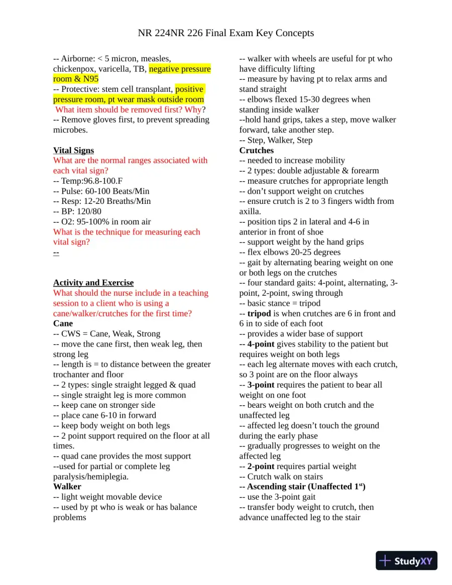 NR224 NR226 Final Exam Key Concepts with Answers (42 Solved Questions), page 3