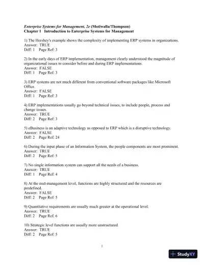 Test Bank For Enterprise Systems For Management, 2nd Edition - Page 1 preview image