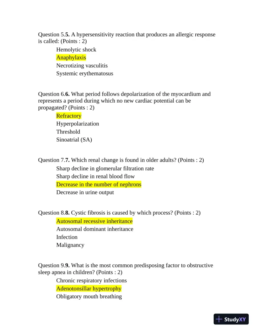 NR510 Final Exam Week 8 with Answers (75 Solved Questions), page 3