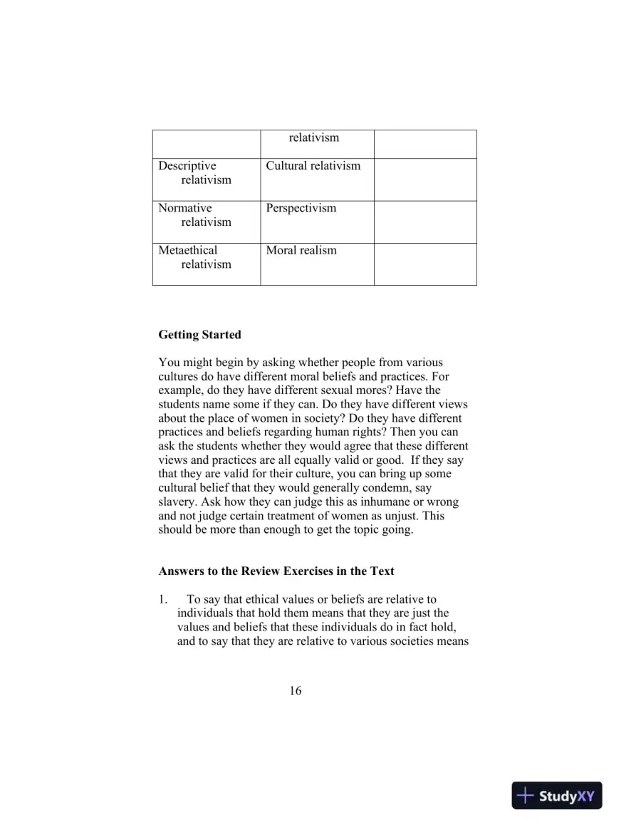 Solution Manual for Ethics: Theory and Contemporary Issues , 8th Edition, page 16