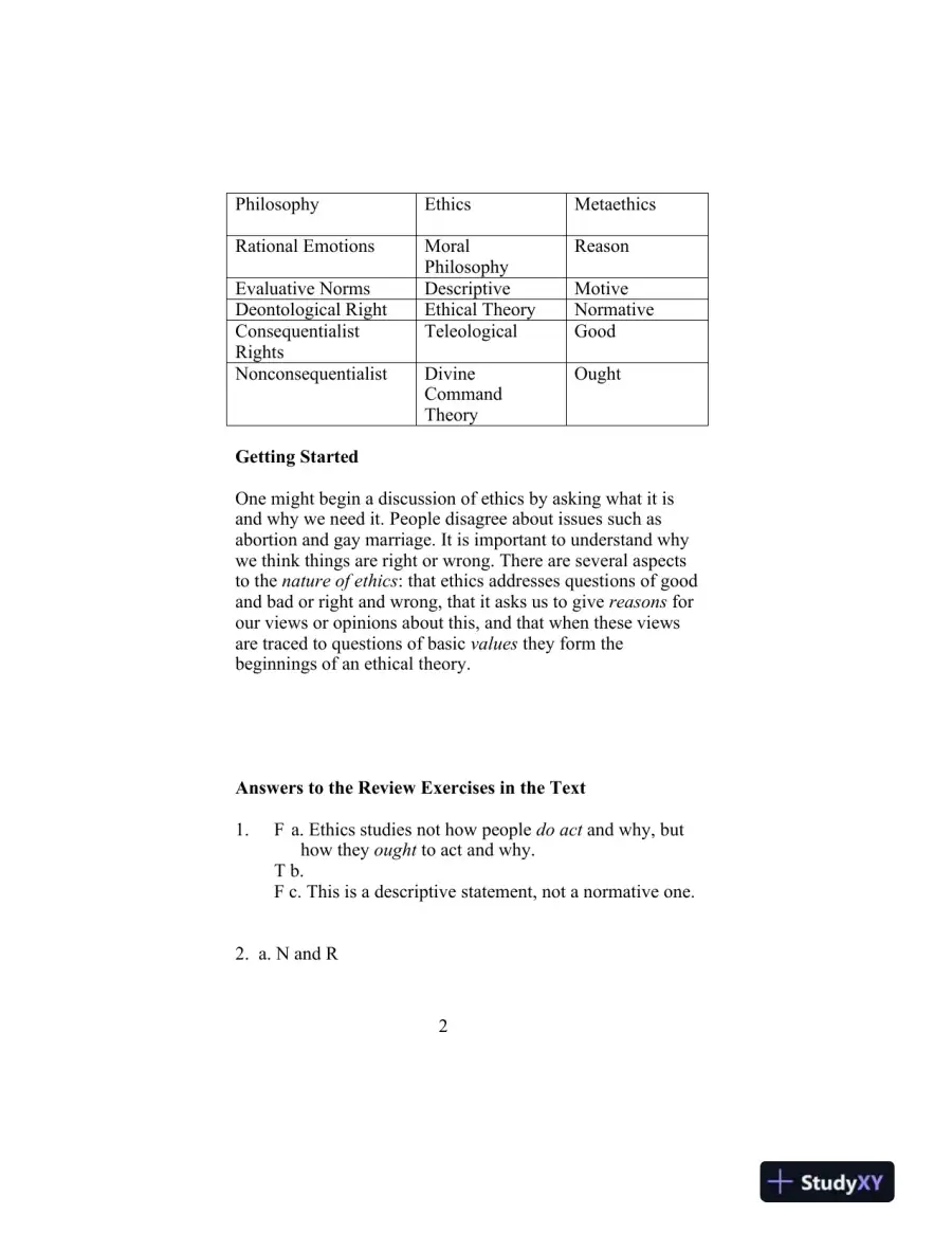 Solution Manual for Ethics: Theory and Contemporary Issues , 8th Edition, page 3