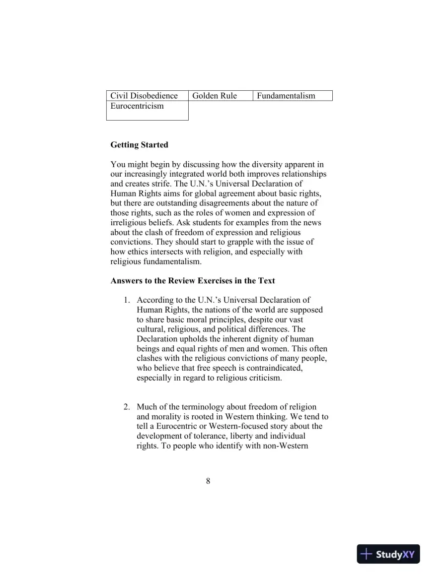 Solution Manual for Ethics: Theory and Contemporary Issues , 8th Edition, page 9
