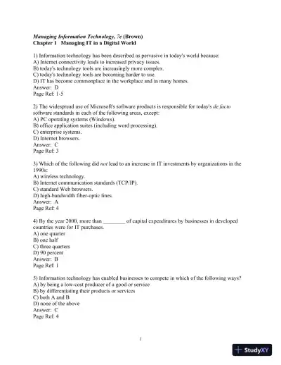 Solution Manual For Managing Information Technology, 7th Edition - Page 1 preview image