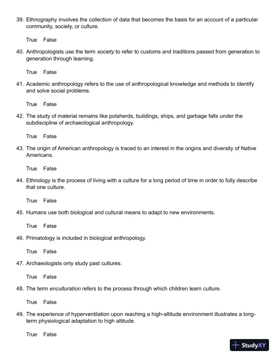 Mirror for Humanity: A Concise Introduction to Cultural Anthropology 9th Edition Test Bank, page 10
