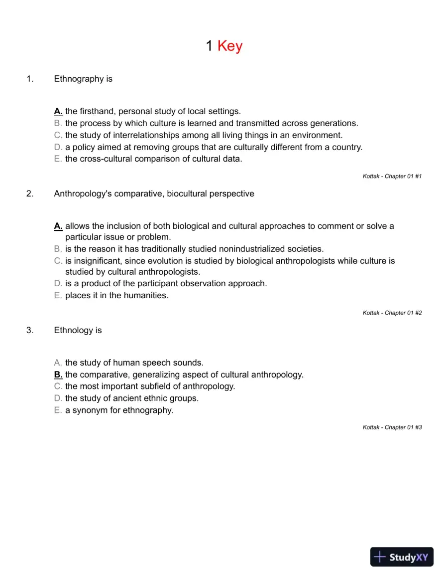 Mirror for Humanity: A Concise Introduction to Cultural Anthropology 9th Edition Test Bank, page 12
