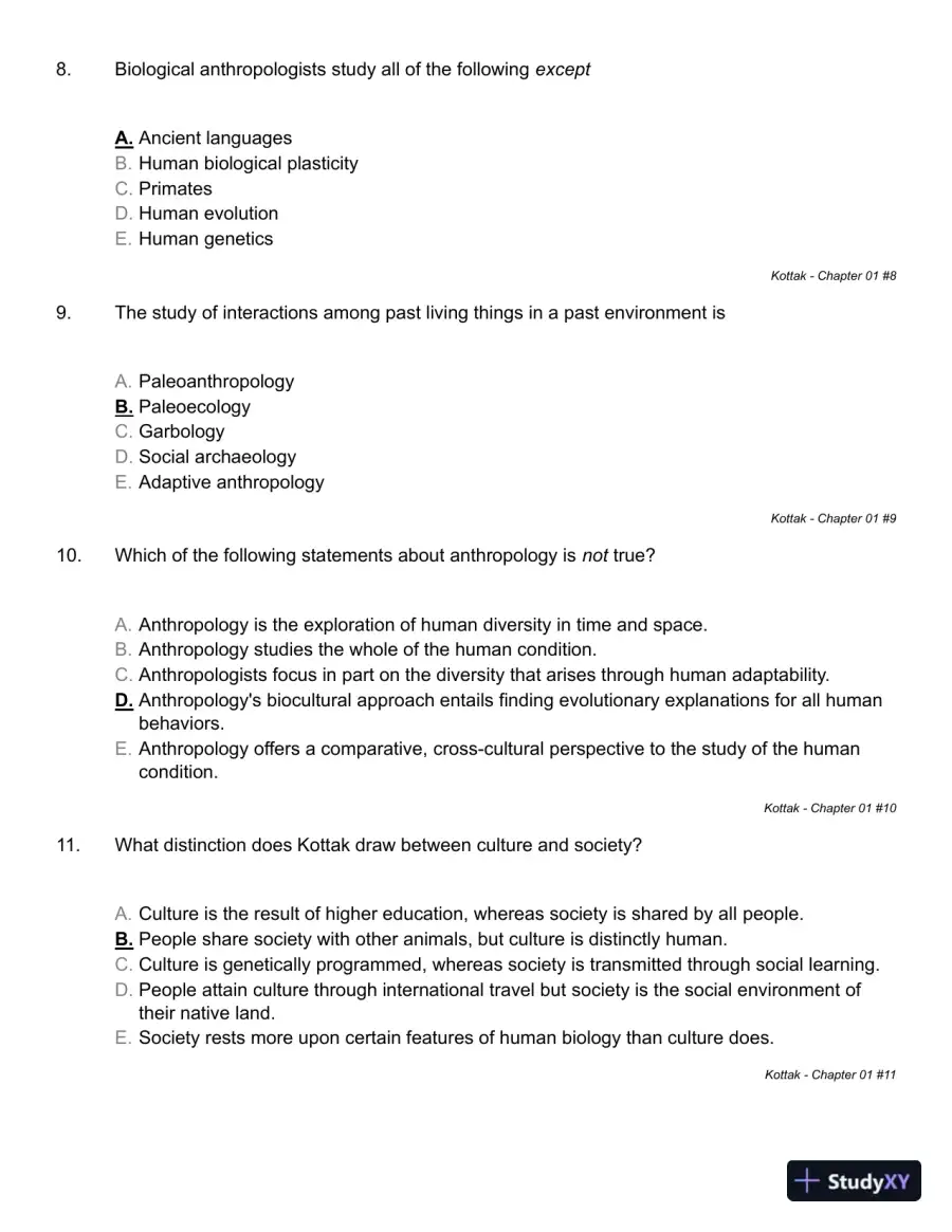 Mirror for Humanity: A Concise Introduction to Cultural Anthropology 9th Edition Test Bank, page 14