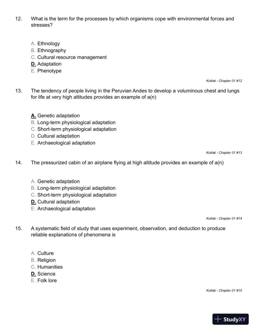 Mirror for Humanity: A Concise Introduction to Cultural Anthropology 9th Edition Test Bank, page 15