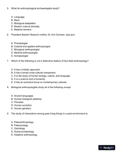 Mirror for Humanity: A Concise Introduction to Cultural Anthropology 9th Edition Test Bank - Page 3 preview image