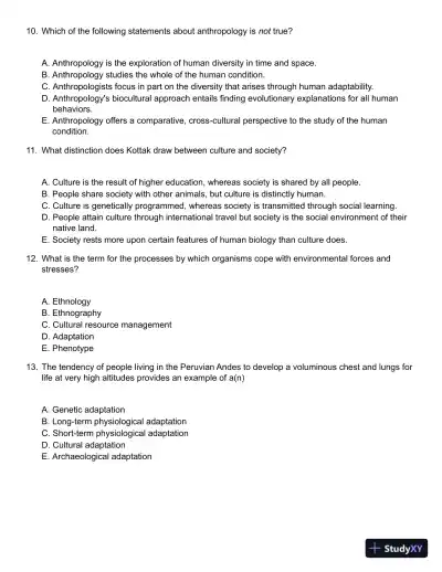 Mirror for Humanity: A Concise Introduction to Cultural Anthropology 9th Edition Test Bank - Page 4 preview image