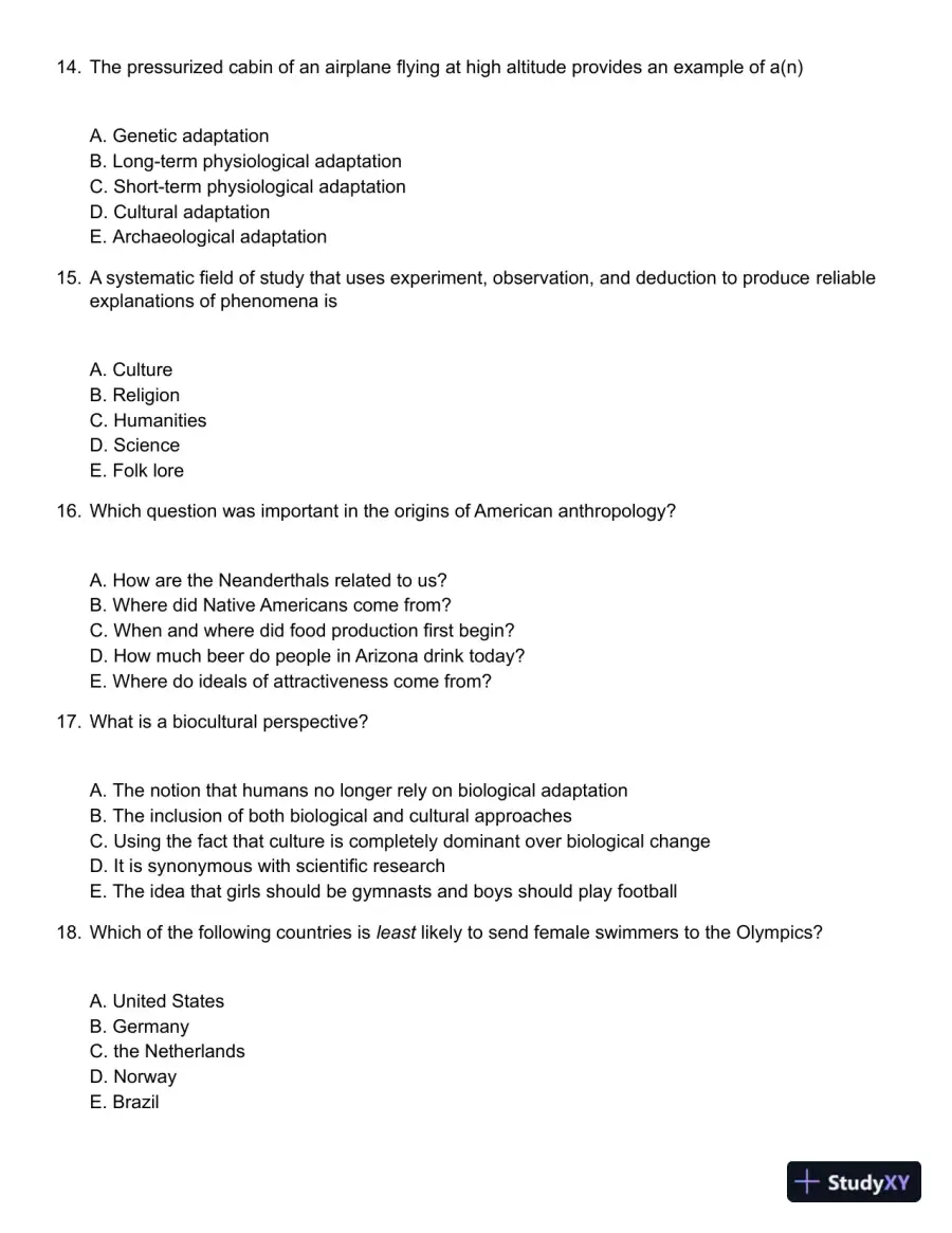 Mirror for Humanity: A Concise Introduction to Cultural Anthropology 9th Edition Test Bank, page 5