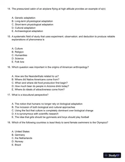 Mirror for Humanity: A Concise Introduction to Cultural Anthropology 9th Edition Test Bank - Page 5 preview image