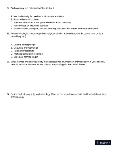 Mirror for Humanity: A Concise Introduction to Cultural Anthropology 9th Edition Test Bank - Page 7 preview image