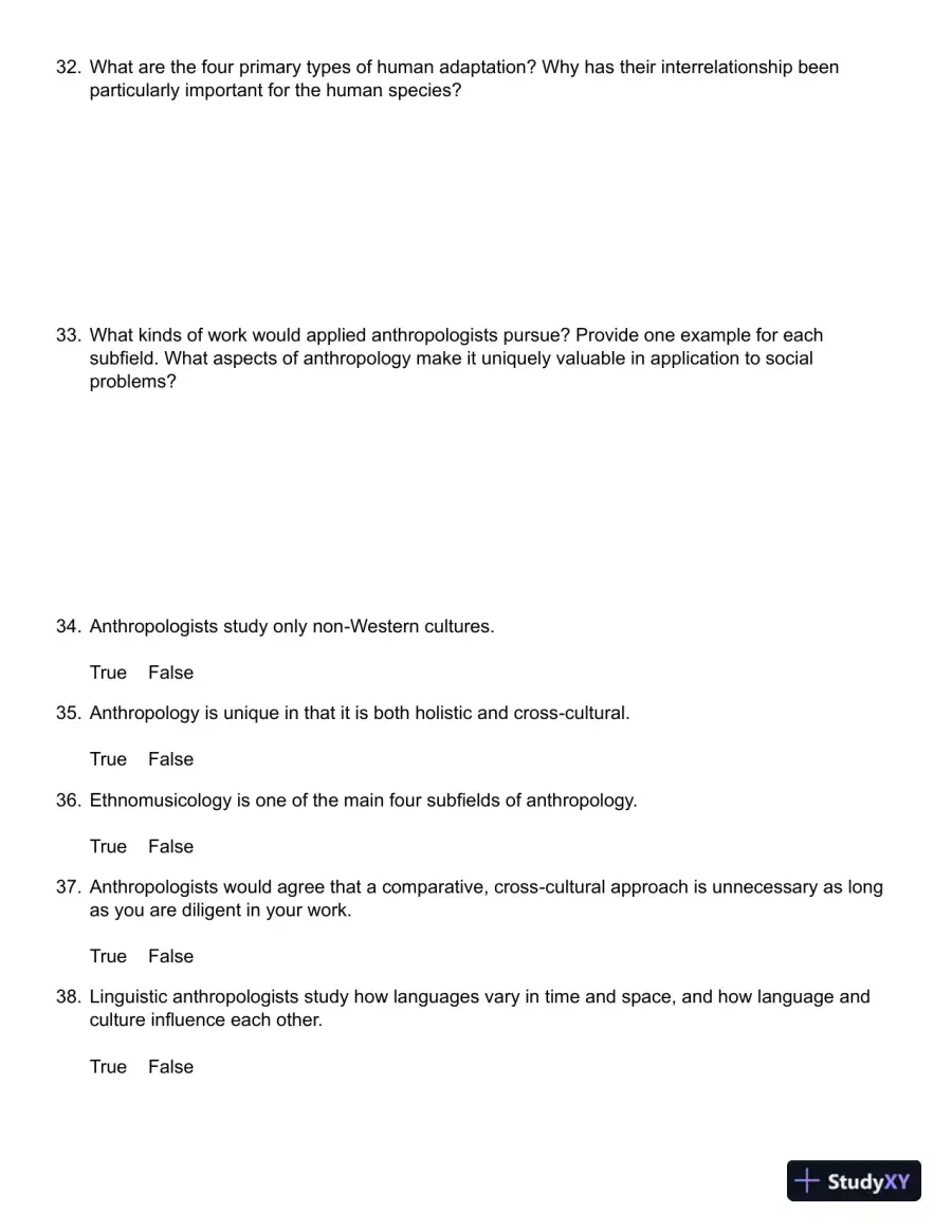 Mirror for Humanity: A Concise Introduction to Cultural Anthropology 9th Edition Test Bank, page 9