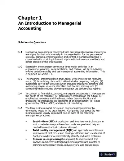 Introduction To Managerial Accounting, Fifth Canadian Edition Solution Manual - Page 1 preview image