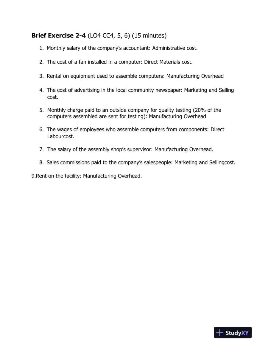 Introduction To Managerial Accounting, Fifth Canadian Edition Solution Manual, page 15