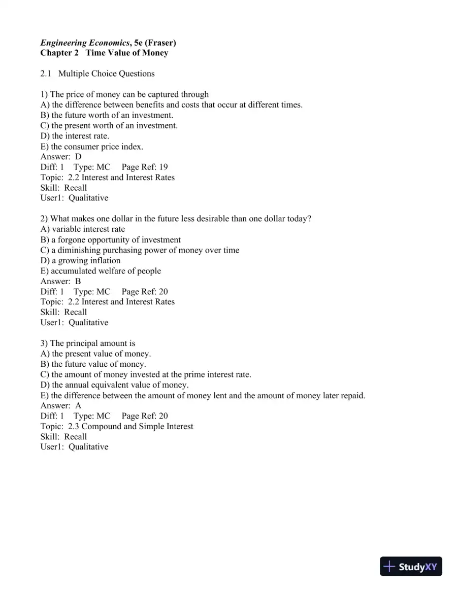 Test Bank for Engineering Economics Financial Decision Making for Engineers, 6th Edition, page 14