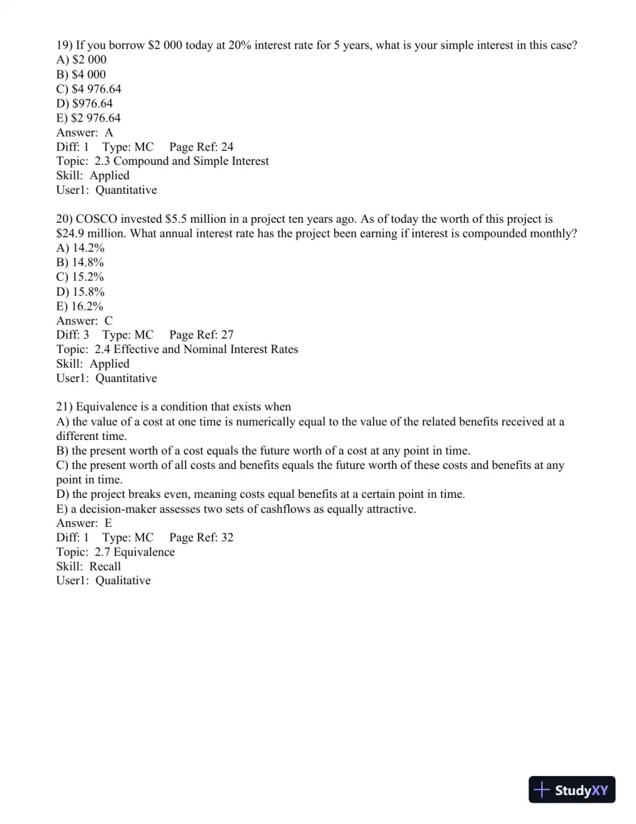 Test Bank for Engineering Economics Financial Decision Making for Engineers, 6th Edition, page 21