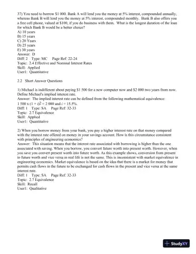 Test Bank for Engineering Economics Financial Decision Making for Engineers, 6th Edition - Page 27 preview image