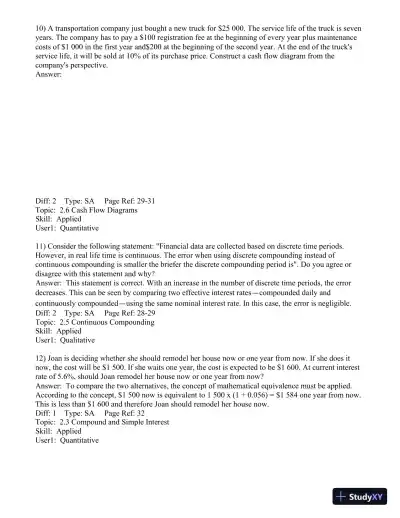 Test Bank for Engineering Economics Financial Decision Making for Engineers, 6th Edition - Page 31 preview image
