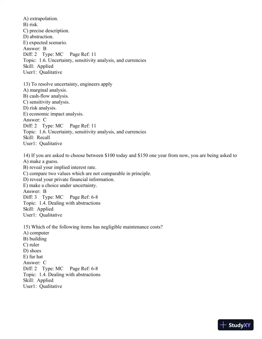 Test Bank for Engineering Economics Financial Decision Making for Engineers, 6th Edition, page 5