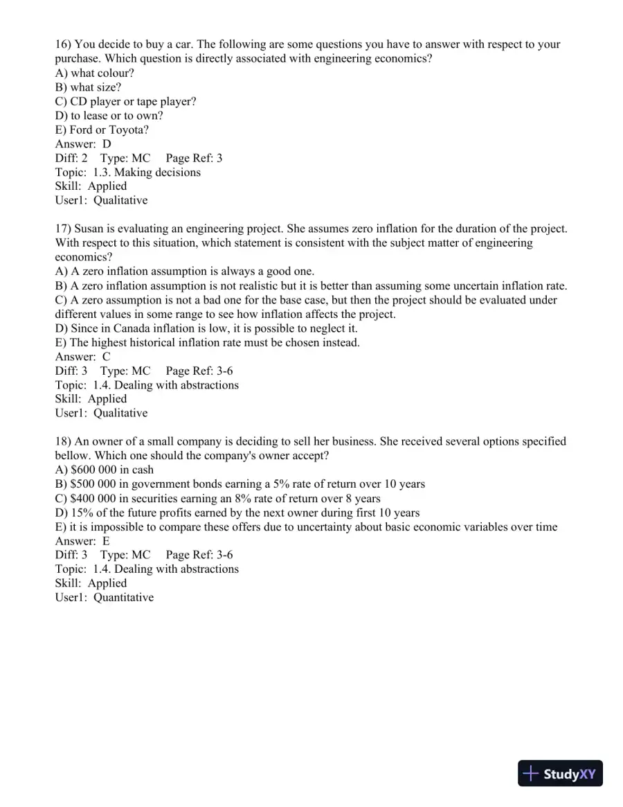 Test Bank for Engineering Economics Financial Decision Making for Engineers, 6th Edition, page 6