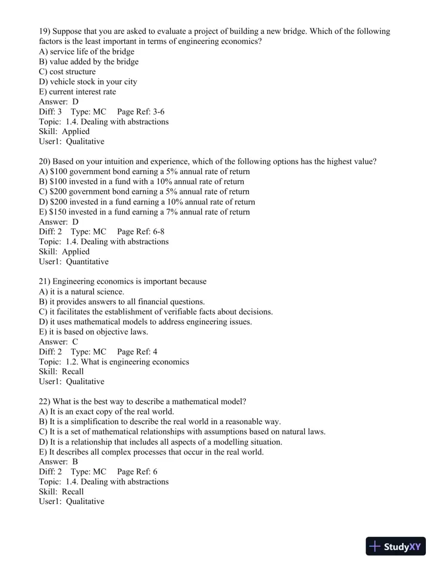 Test Bank for Engineering Economics Financial Decision Making for Engineers, 6th Edition, page 7