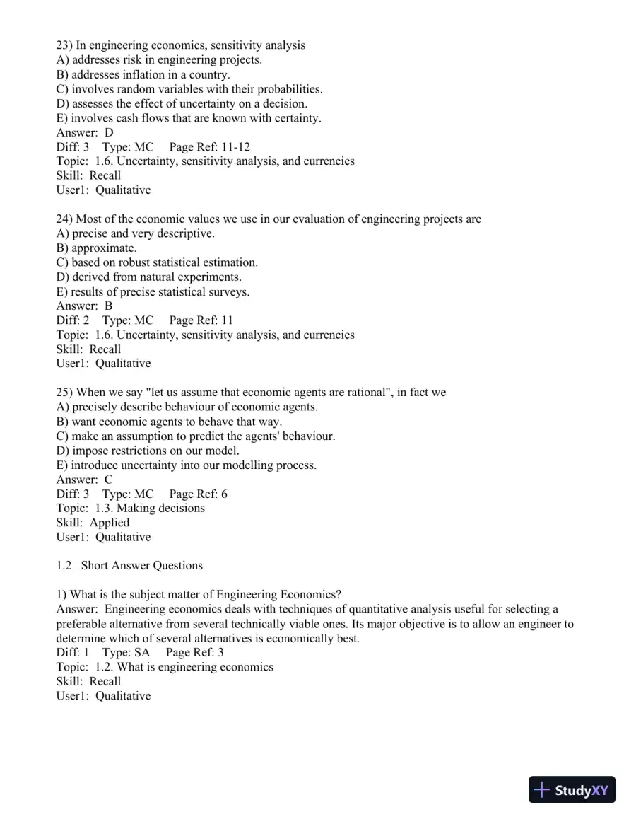 Test Bank for Engineering Economics Financial Decision Making for Engineers, 6th Edition, page 8