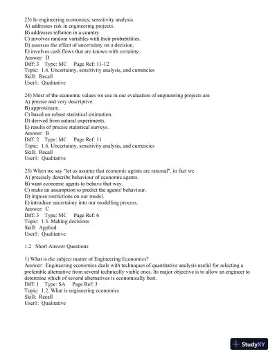 Test Bank for Engineering Economics Financial Decision Making for Engineers, 6th Edition - Page 8 preview image