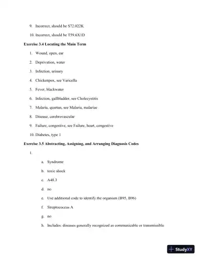 Solution Manual for Pearson's Comprehensive Medical Coding, 2nd Edition - Page 11 preview image