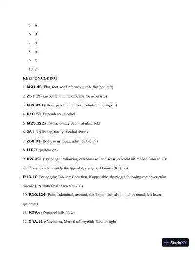 Solution Manual for Pearson's Comprehensive Medical Coding, 2nd Edition - Page 13 preview image