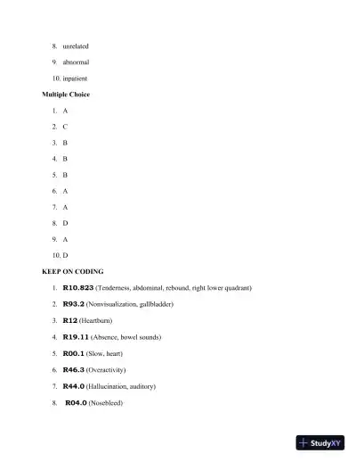 Solution Manual for Pearson's Comprehensive Medical Coding, 2nd Edition - Page 19 preview image