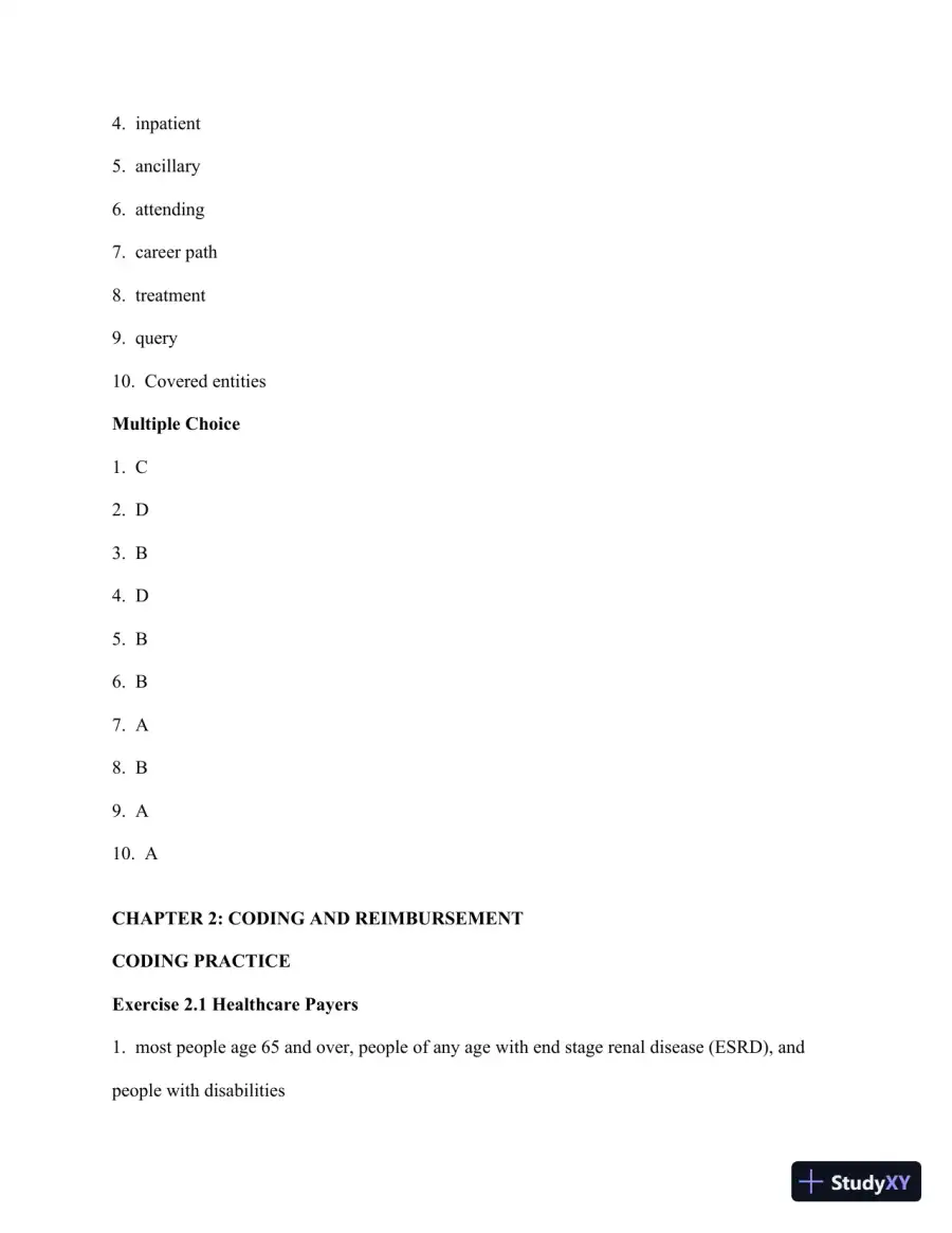 Solution Manual for Pearson's Comprehensive Medical Coding, 2nd Edition, page 4