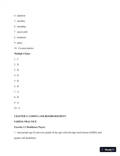 Solution Manual for Pearson's Comprehensive Medical Coding, 2nd Edition - Page 4 preview image