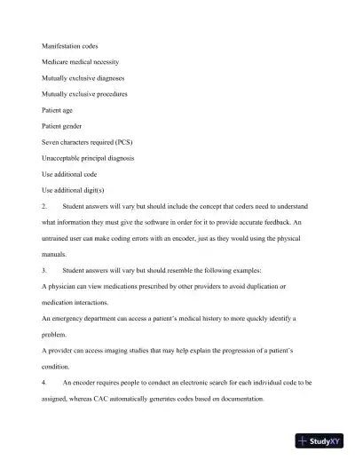 Solution Manual for Pearson's Comprehensive Medical Coding, 2nd Edition - Page 7 preview image