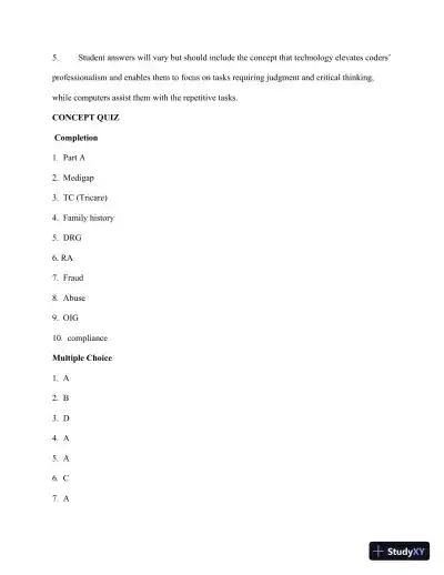 Solution Manual for Pearson's Comprehensive Medical Coding, 2nd Edition - Page 8 preview image