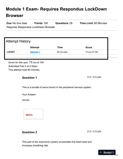 2021 BIOD152 Anatomy and Physiology Module 1 Exam With Answers (28 Solved Questions) - Page 1 preview image