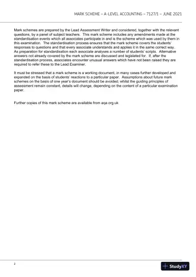 2021 AQA A-level Accounting Paper 1 7127/1 with Answers (17 Solved Questions) - Page 3 preview image