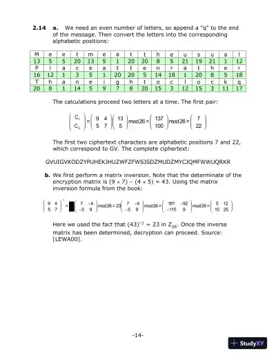 Solution Manual For Cryptography And Network Security: Principles And Practice, 6th Edition - Page 13 preview image
