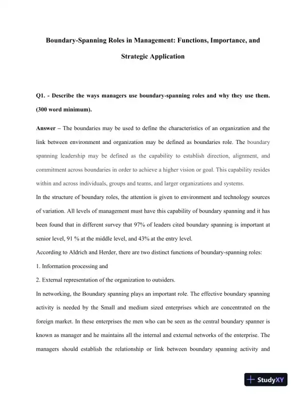 Boundary-Spanning Roles in Management: Functions, Importance, and Strategic Application - Page 1 preview image