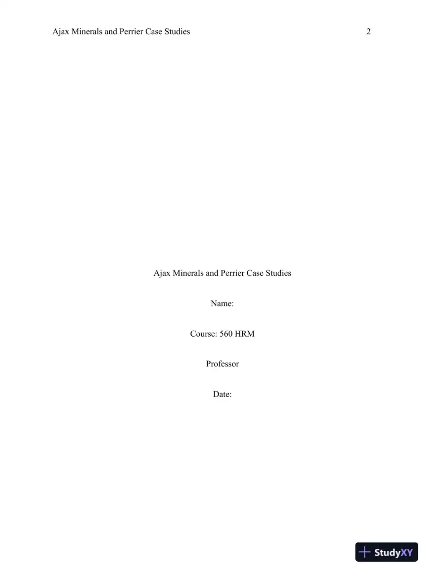 Ajax Minerals and Perrier Case Studies, page 3