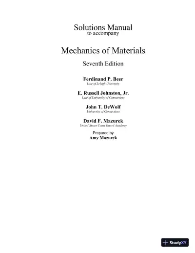 Solution Manual For Mechanics Of Materials, 7th Edition - Page 1 preview image