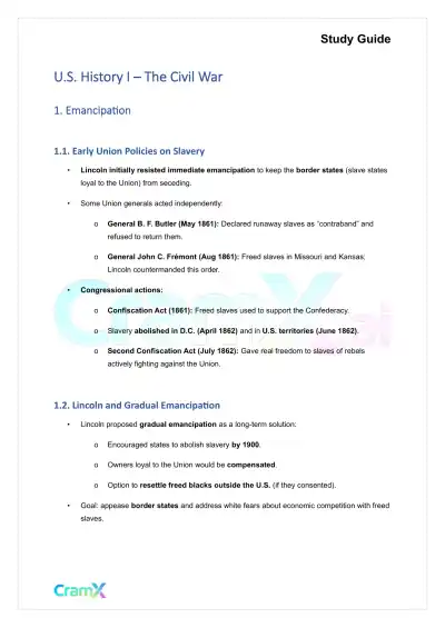 U.S. History I - The Civil War - Page 1 preview image