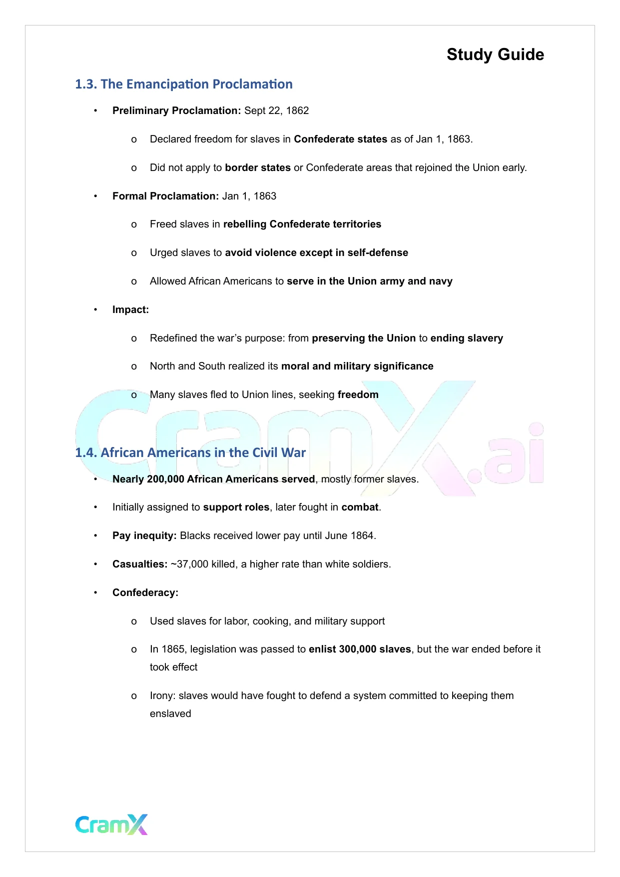 U.S. History I - The Civil War - Page 2 preview image